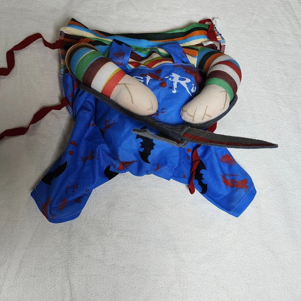 Colorful Striped Dog Costume Chucky Halloween 🎃